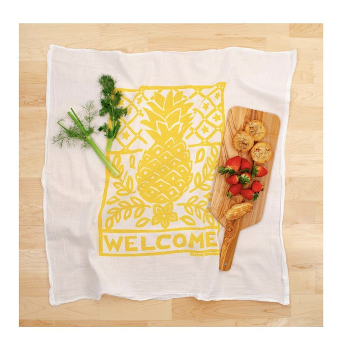 Pineapple 'welcome'  | flour sack tea towel