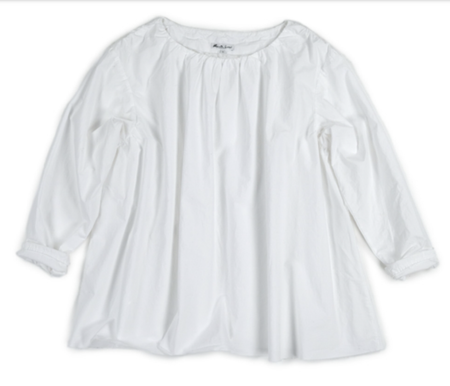 Manuelle Guibal Toti cotton blouse in white, gathered neckline, flat lay