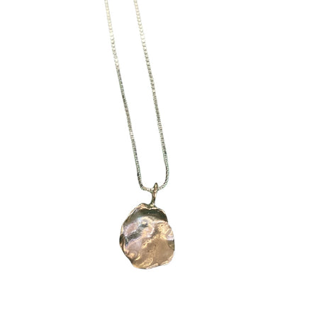 Mary Odorcic rose gold keshi necklace on box chain
