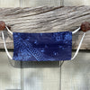 Pomme cotton face mask in navy diamond or paisley pattern