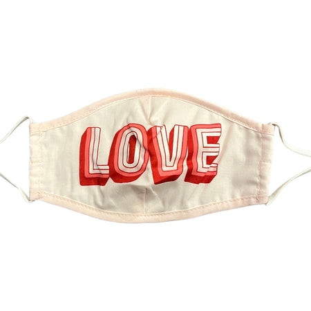 Pomme face mask with adjustable ear straps in pink with love