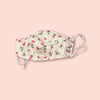Pomme face mask with adjustable ear straps in white and fluoro pink