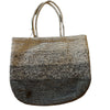 Sophie Digard moss toned raffia basket bag in grey ombre crochet with long handles