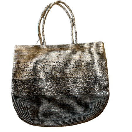 Sophie Digard moss toned raffia basket bag in grey ombre crochet with long handles