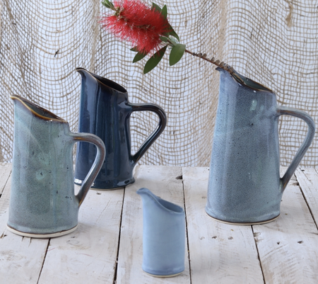 Wonki Ware ceramic pitcher XL in ostrich glaze, alternate view